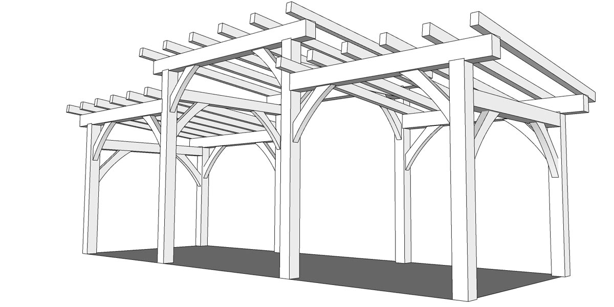 large pergola with 3 bays