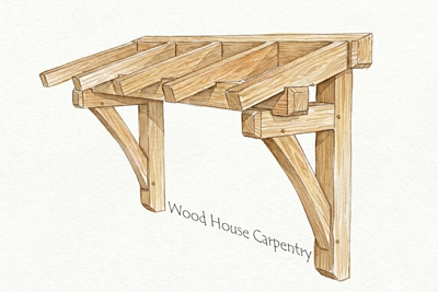 Tall eyebrow roof for a entry door