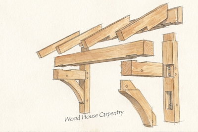 exploded view of a timber framed window eyebrow roof