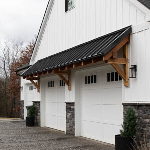timber framing of a garage roof