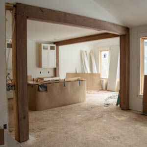 timber arches used in a kitchen