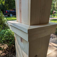 wood trim on column pedestal