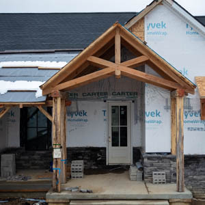 new construction timber framed porch roof