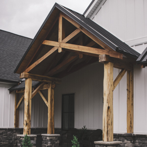 New construction timber framed porch roof