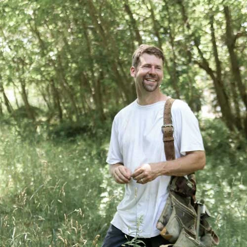 Douglas M Benoit Carpenter timber framer Douglas Benoit and his tool bags